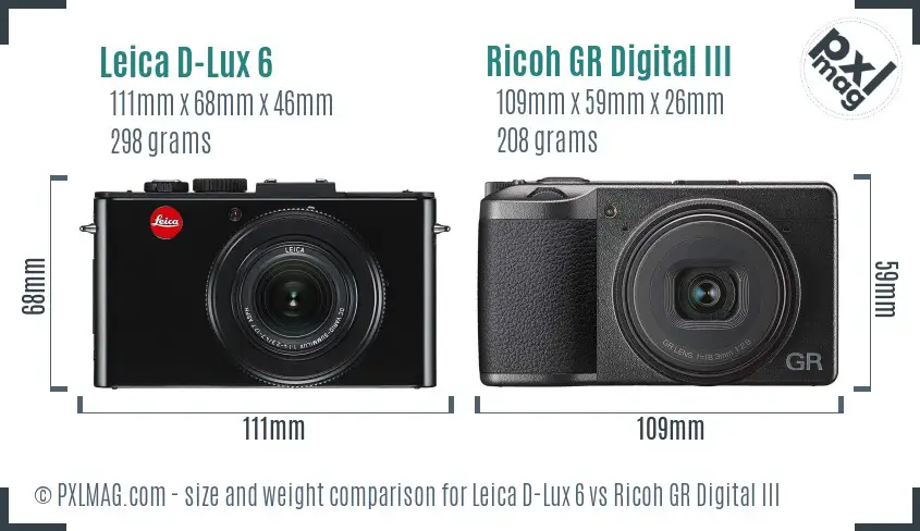 Leica D-Lux 6 vs Ricoh GR Digital III size comparison Leica D-Lux 6 vs Ricoh GR Digital III size comparison
