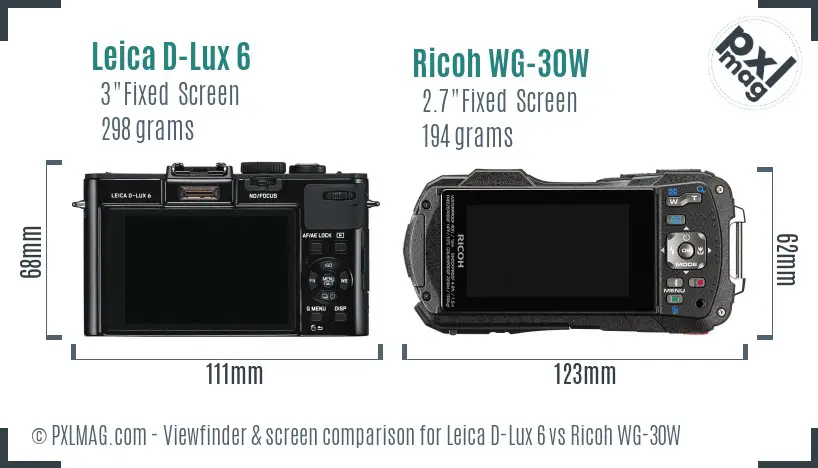 Leica D-Lux 6 vs Ricoh WG-30W Screen and Viewfinder comparison Leica D-Lux 6 vs Ricoh WG-30W Screen and Viewfinder comparison