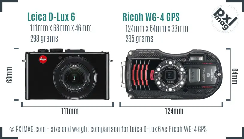 Leica D-Lux 6 vs Ricoh WG-4 GPS size comparison