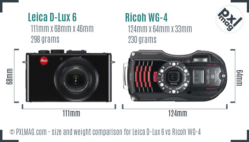 Leica D-Lux 6 vs Ricoh WG-4 size comparison Leica D-Lux 6 vs Ricoh WG-4 size comparison