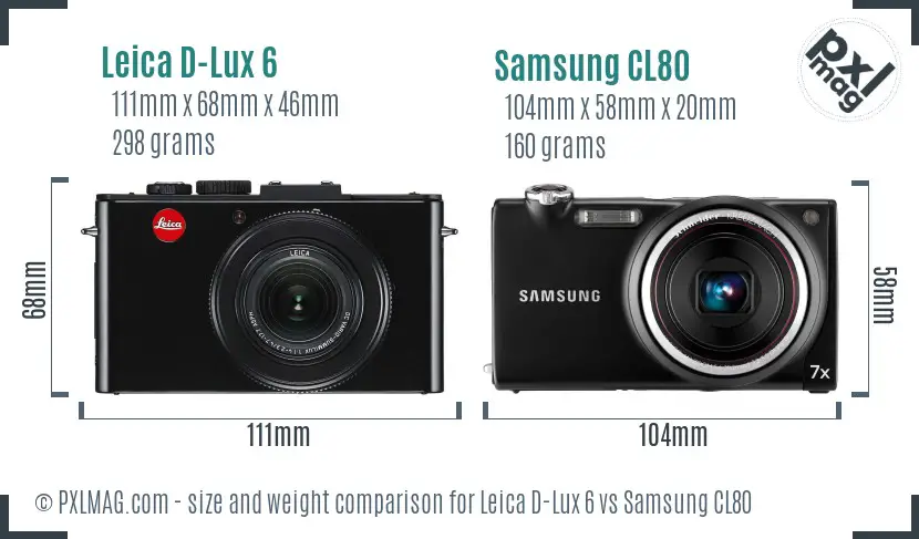 Leica D-Lux 6 vs Samsung CL80 size comparison