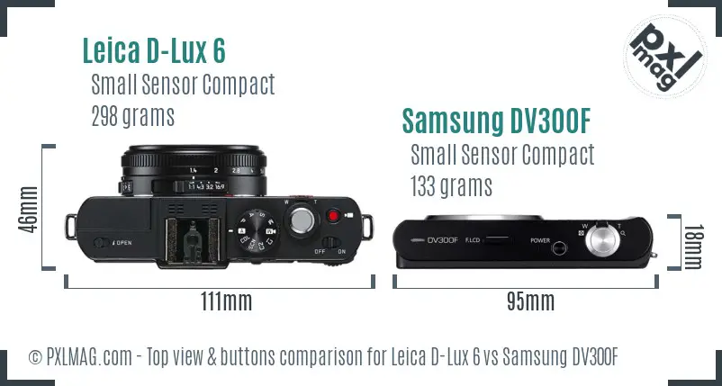 Leica D-Lux 6 vs Samsung DV300F top view buttons comparison