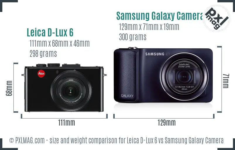 Leica D-Lux 6 vs Samsung Galaxy Camera size comparison