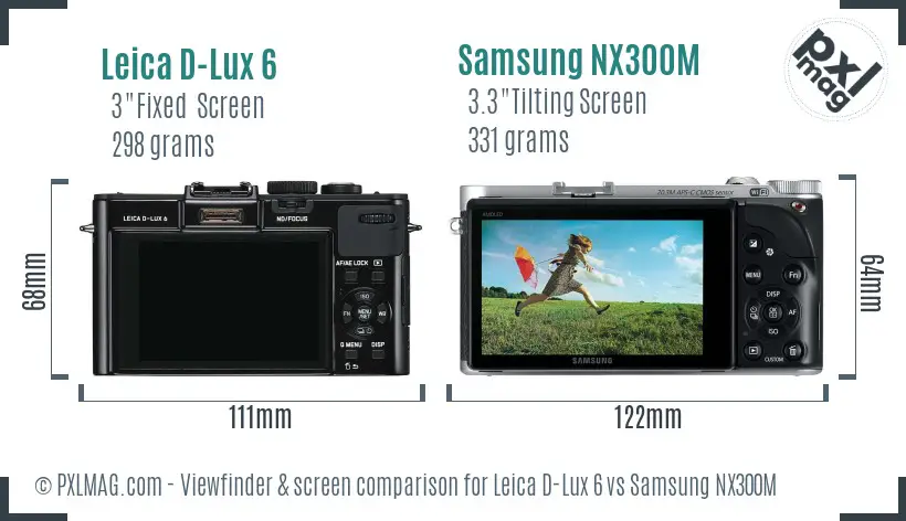 Leica D-Lux 6 vs Samsung NX300M Screen and Viewfinder comparison