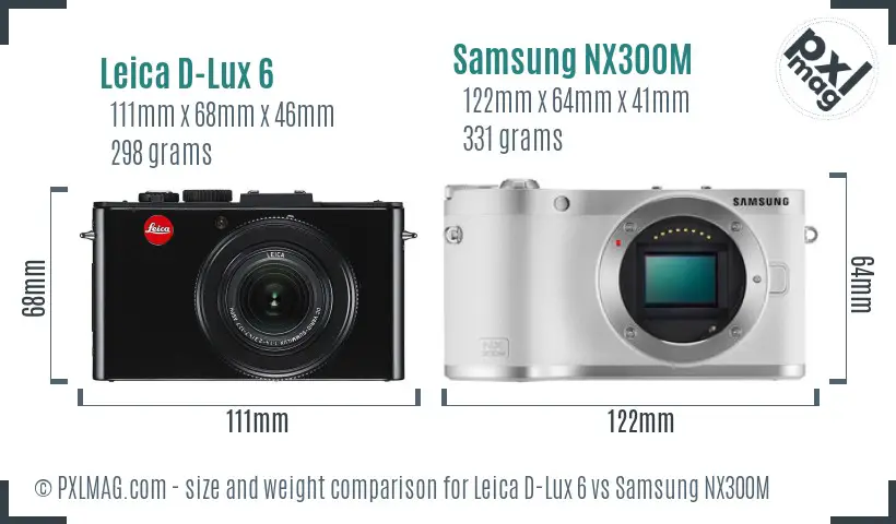 Leica D-Lux 6 vs Samsung NX300M size comparison