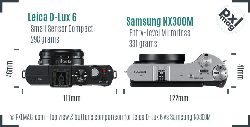 Leica D-Lux 6 vs Samsung NX300M top view buttons comparison