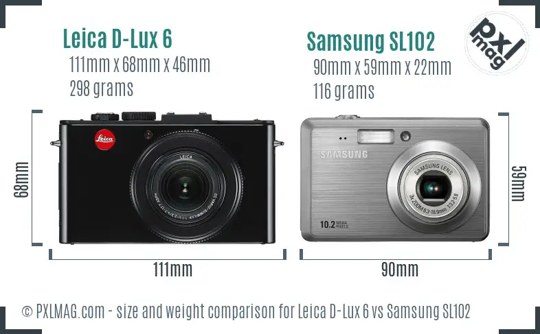 Leica D-Lux 6 vs Samsung SL102 size comparison Leica D-Lux 6 vs Samsung SL102 size comparison