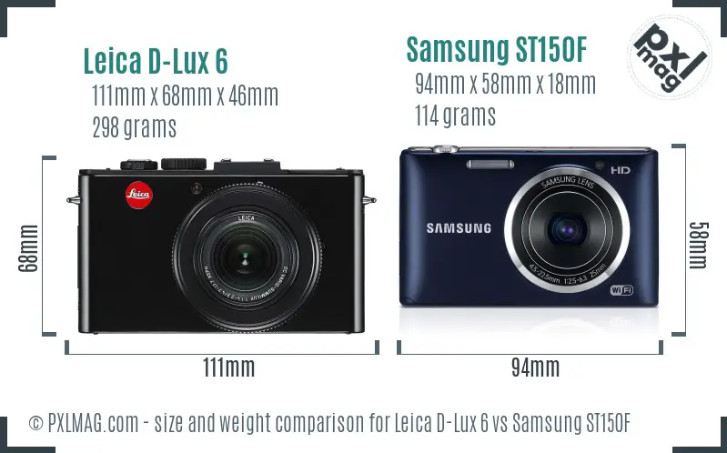 Leica D-Lux 6 vs Samsung ST150F size comparison