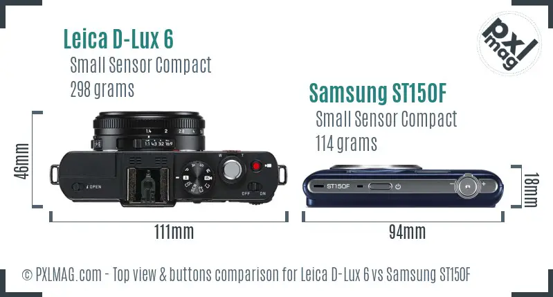 Leica D-Lux 6 vs Samsung ST150F top view buttons comparison
