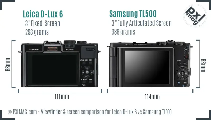 Leica D-Lux 6 vs Samsung TL500 Screen and Viewfinder comparison Leica D-Lux 6 vs Samsung TL500 Screen and Viewfinder comparison