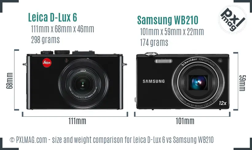 Leica D-Lux 6 vs Samsung WB210 size comparison Leica D-Lux 6 vs Samsung WB210 size comparison