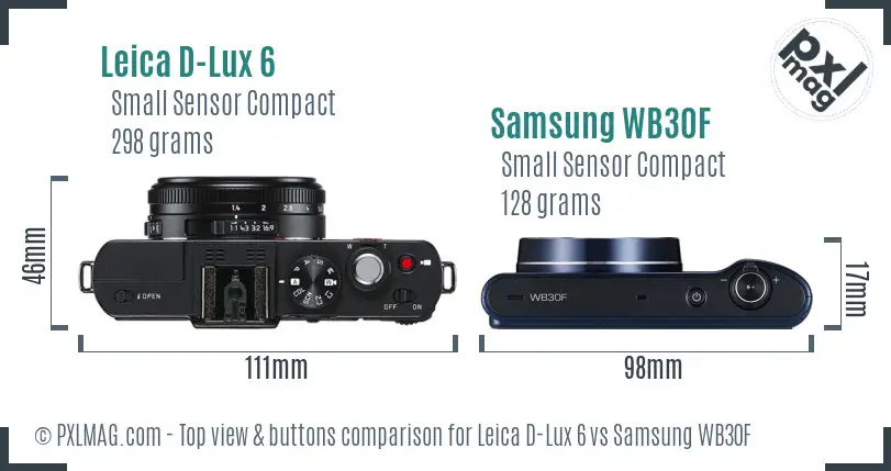 Leica D-Lux 6 vs Samsung WB30F top view buttons comparison