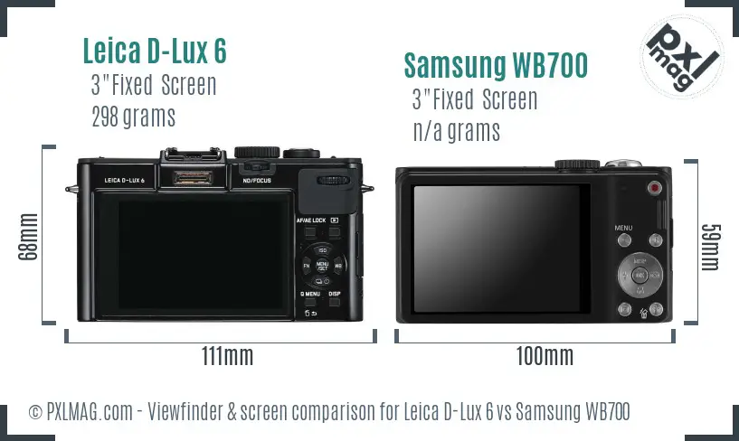 Leica D-Lux 6 vs Samsung WB700 Screen and Viewfinder comparison