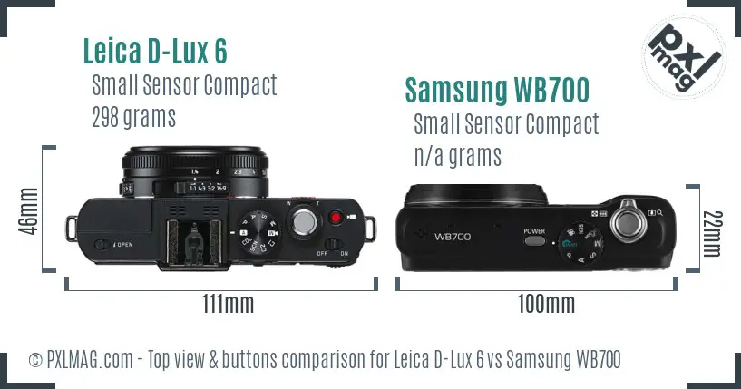 Leica D-Lux 6 vs Samsung WB700 top view buttons comparison