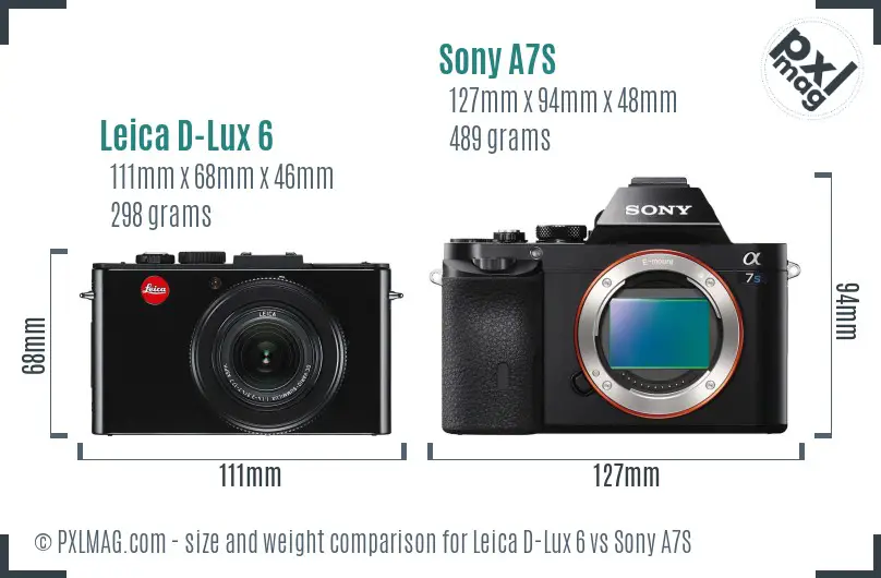 Leica D-Lux 6 vs Sony A7S size comparison