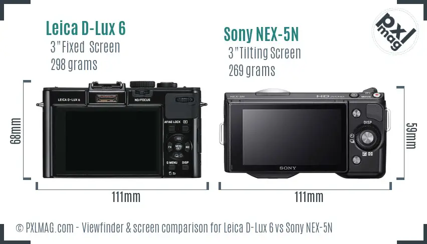 Leica D-Lux 6 vs Sony NEX-5N Screen and Viewfinder comparison