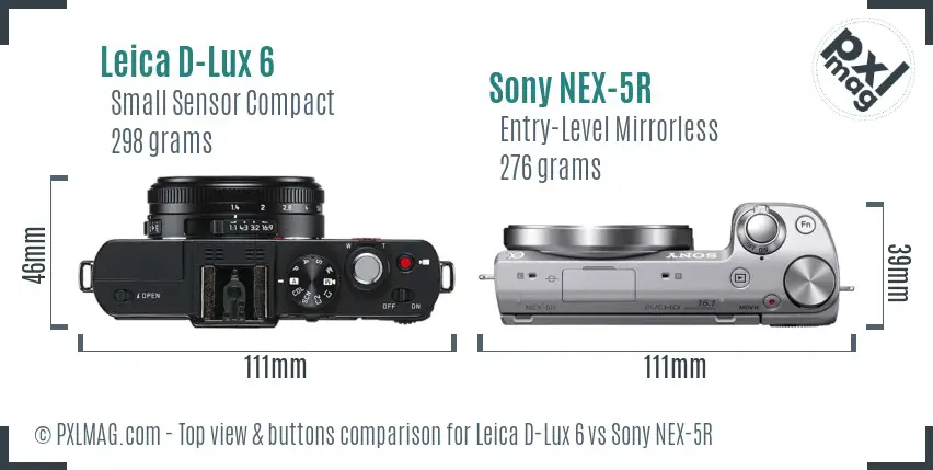 Leica D-Lux 6 vs Sony NEX-5R top view buttons comparison