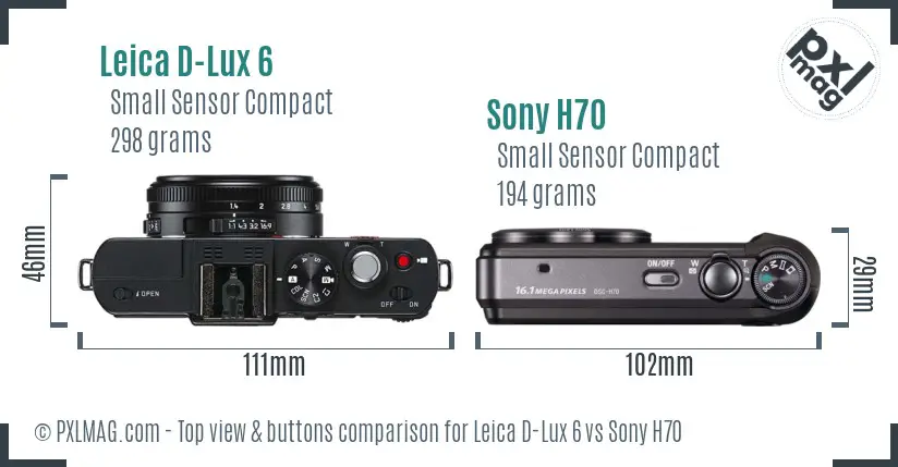 Leica D-Lux 6 vs Sony H70 top view buttons comparison