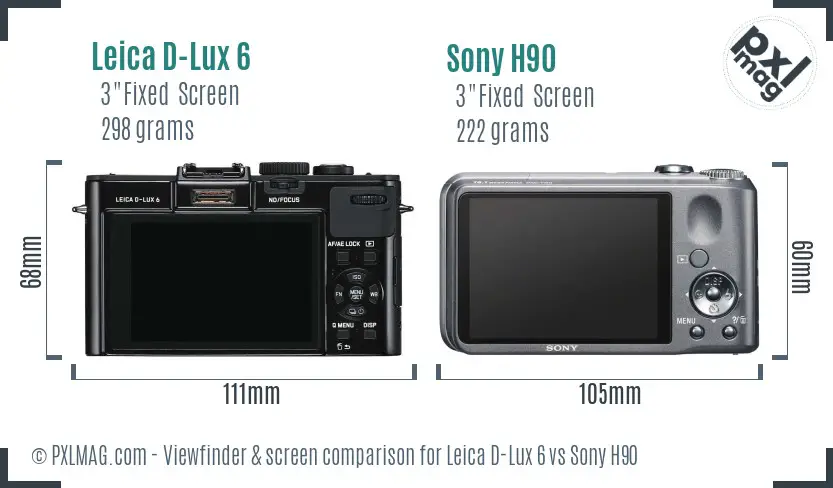 Leica D-Lux 6 vs Sony H90 Screen and Viewfinder comparison