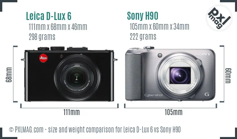 Leica D-Lux 6 vs Sony H90 size comparison