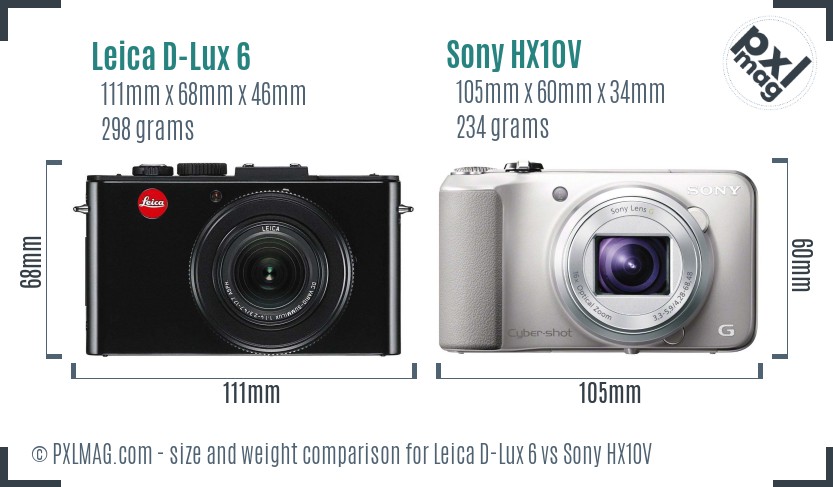 Leica D-Lux 6 vs Sony HX10V size comparison Leica D-Lux 6 vs Sony HX10V size comparison