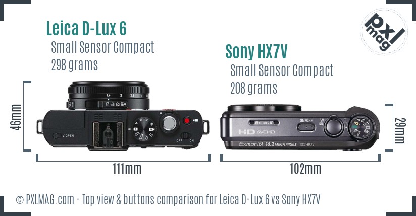 Leica D-Lux 6 vs Sony HX7V top view buttons comparison