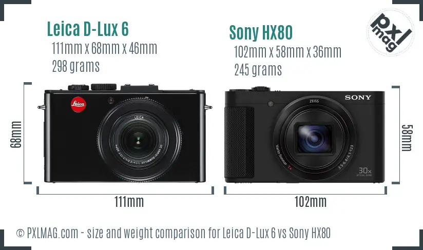 Leica D-Lux 6 vs Sony HX80 size comparison