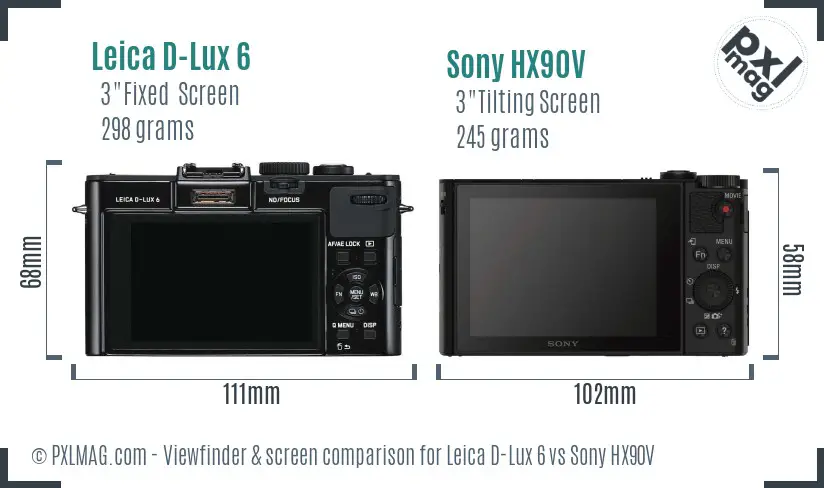 Leica D-Lux 6 vs Sony HX90V Screen and Viewfinder comparison