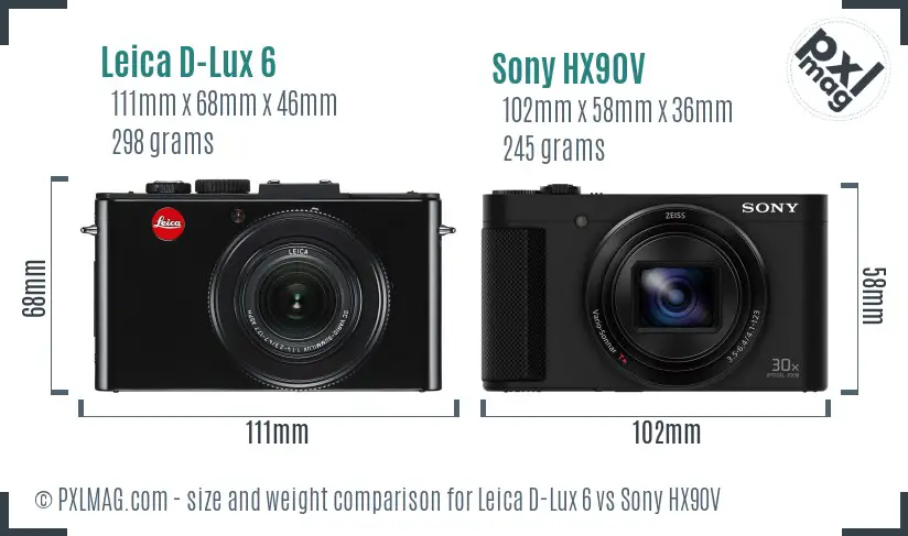 Leica D-Lux 6 vs Sony HX90V size comparison