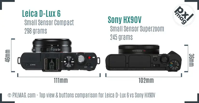 Leica D-Lux 6 vs Sony HX90V top view buttons comparison