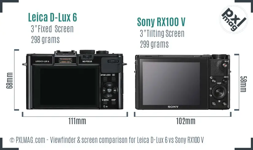 Leica D-Lux 6 vs Sony RX100 V Screen and Viewfinder comparison Leica D-Lux 6 vs Sony RX100 V Screen and Viewfinder comparison