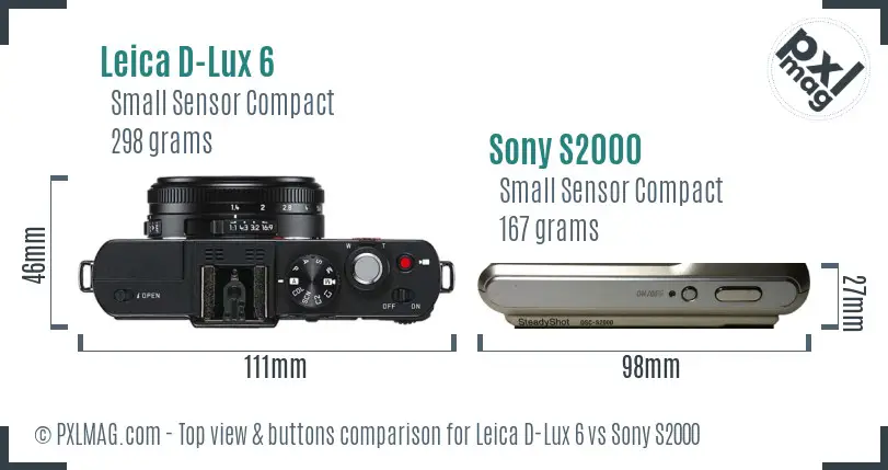 Leica D-Lux 6 vs Sony S2000 top view buttons comparison
