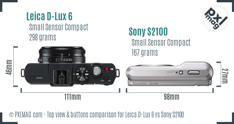 Leica D-Lux 6 vs Sony S2100 top view buttons comparison