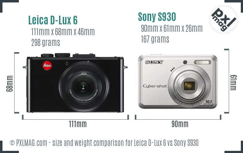 Leica D-Lux 6 vs Sony S930 size comparison