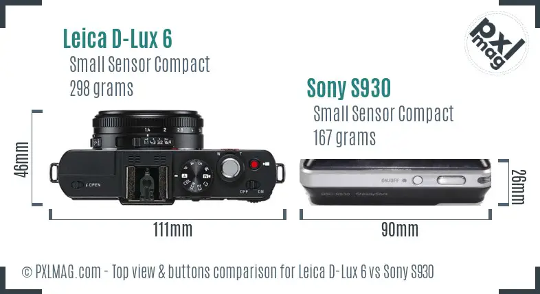 Leica D-Lux 6 vs Sony S930 top view buttons comparison