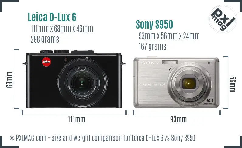 Leica D-Lux 6 vs Sony S950 size comparison