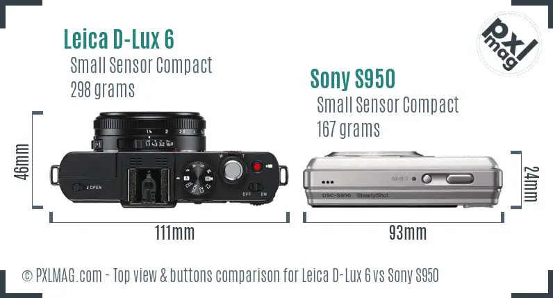 Leica D-Lux 6 vs Sony S950 top view buttons comparison