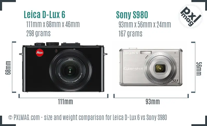 Leica D-Lux 6 vs Sony S980 size comparison