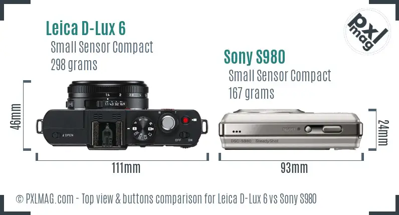 Leica D-Lux 6 vs Sony S980 top view buttons comparison