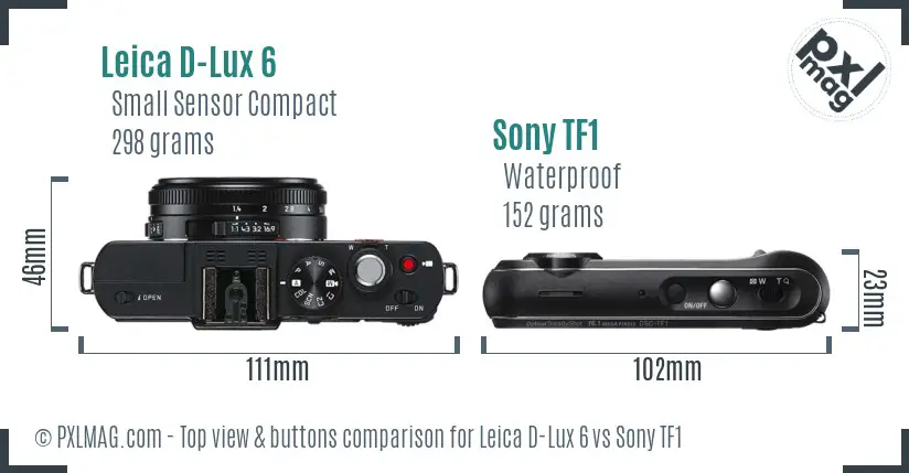 Leica D-Lux 6 vs Sony TF1 top view buttons comparison