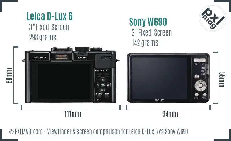 Leica D-Lux 6 vs Sony W690 Screen and Viewfinder comparison