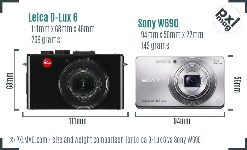 Leica D-Lux 6 vs Sony W690 size comparison