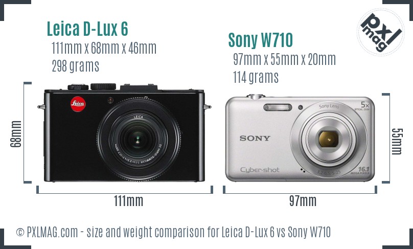 Leica D-Lux 6 vs Sony W710 size comparison
