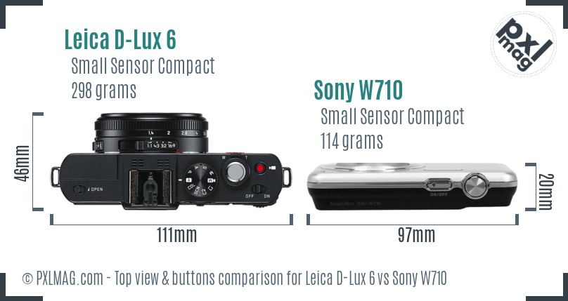 Leica D-Lux 6 vs Sony W710 top view buttons comparison