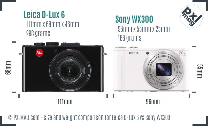 Leica D-Lux 6 vs Sony WX300 size comparison Leica D-Lux 6 vs Sony WX300 size comparison