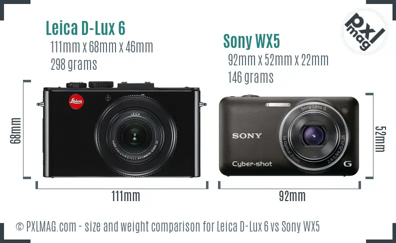 Leica D-Lux 6 vs Sony WX5 size comparison