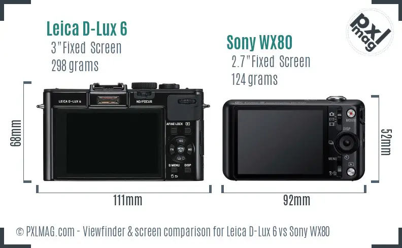 Leica D-Lux 6 vs Sony WX80 Screen and Viewfinder comparison Leica D-Lux 6 vs Sony WX80 Screen and Viewfinder comparison