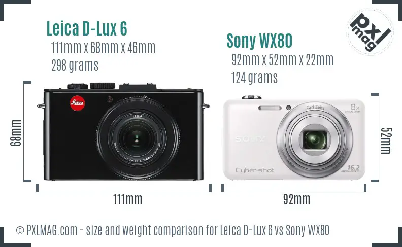 Leica D-Lux 6 vs Sony WX80 size comparison Leica D-Lux 6 vs Sony WX80 size comparison
