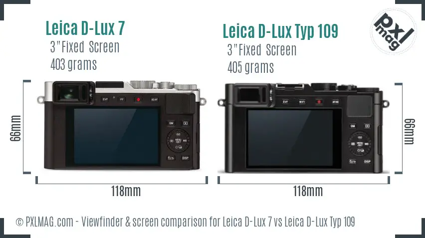 Leica D-Lux 7 vs Leica D-Lux Typ 109 Screen and Viewfinder comparison