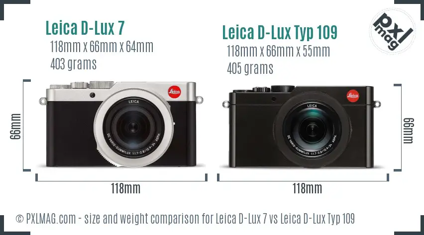 Leica D-Lux 7 vs Leica D-Lux Typ 109 size comparison